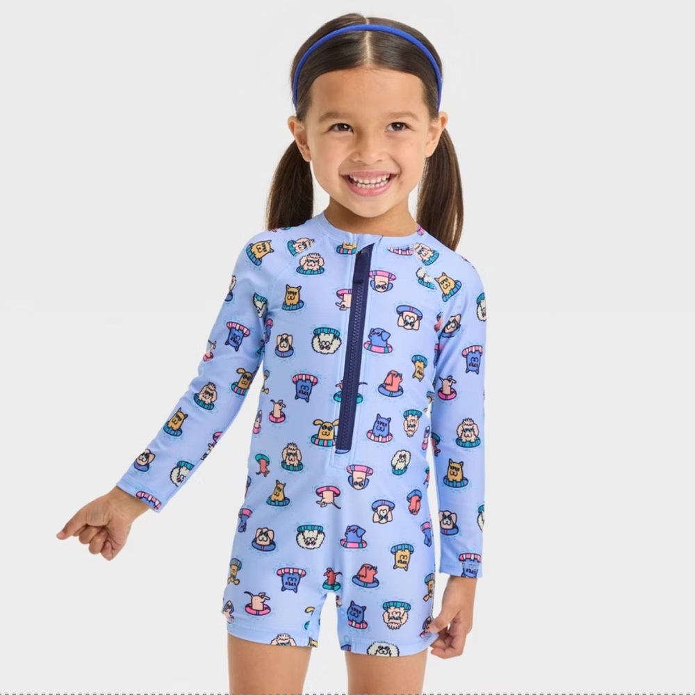 Brand New Never Used Baby Long Sleeve Printed Dog Rash Guard Size 12M